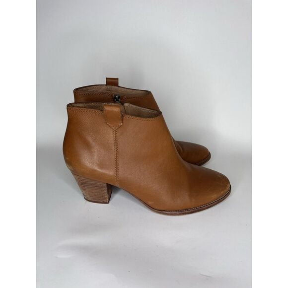 Madewell Brown Leather Side Zip Ankle Heel Booties Boots Women Sz 10M US/41EU - Picture 1 of 11